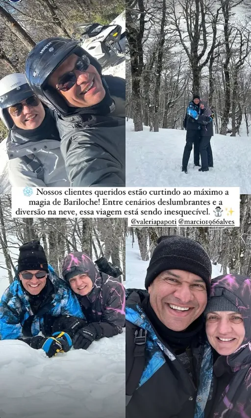 Story de Valeria e Marcio marcando a Ana Paula Turismo